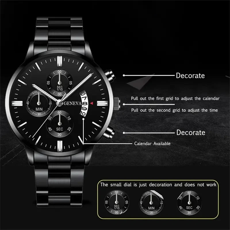 Fashion Mens Watches Luxury Black