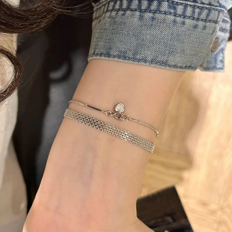 Silver Bracelet Simple Style